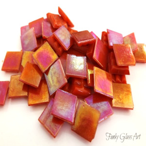 Iridescent Tangerine 15x15 FUNKY GLASS ART