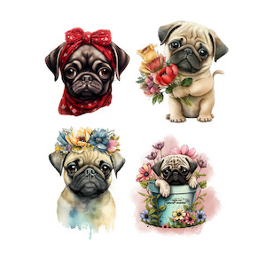 Pugs Mixed 1 FUNKY GLASS ART