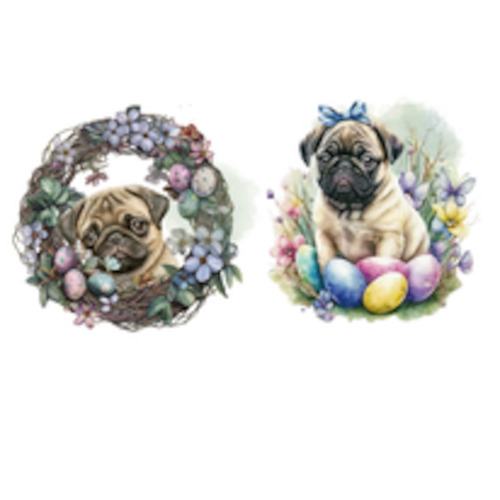 Easter Pugs FUNKY GLASS ART