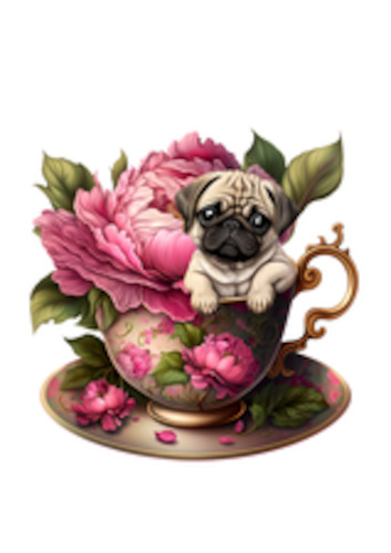 Pug in a Tea Cup FUNKY GLASS ART