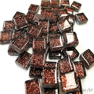 China, glassware and earthenware: Glitter 10x10 Chocolate FUNKY GLASS ART