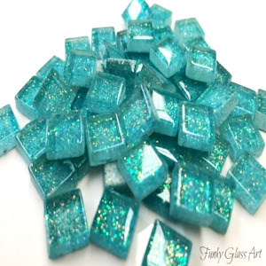 Glitter 10x10 Ice Blue - CLEARANCE FUNKY GLASS ART