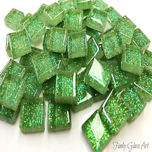 Glitter 10x10 Lime - CLEARANCE FUNKY GLASS ART