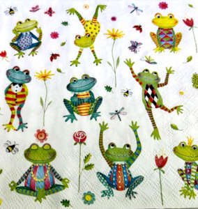 China, glassware and earthenware: Happy Frogs Napkin FUNKY GLASS ART