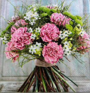 Bunch of Pink Carnations Napkin FUNKY GLASS ART