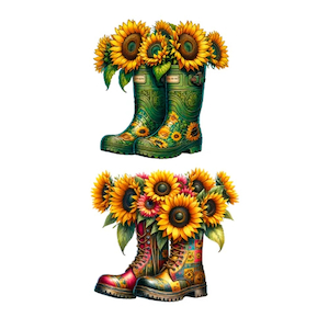 Flower Boots 1 FUNKY GLASS ART