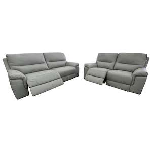 Morton 3ReRe+2ReRe Power Recliner Suite - Urban Sofa - Elephant Grey Leather