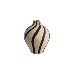 Belly Bottle Vase - Black/Cream