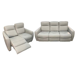 Genoa 3ReRe+2ReRe - Electric Recliners - Light Grey Leather