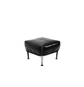 Furniture: Hugo Steel Ottoman - NZ Made- Tasman Natural Leathers