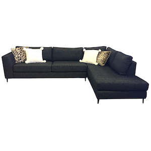 Furniture: Picasso - 3 Seater Left +Corner Extension Chaise Right - NZ Made - Jake Charcoal