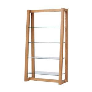 Modena Bookcase With Glass Shelves - Oak Frame - Natural Oil