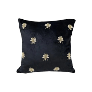 Cushion - Beaded Bee - Black Velvet