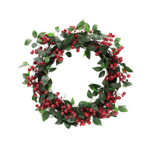 Furniture: Berry Leaf Wreath - Red/Green