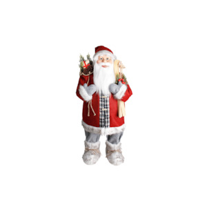 Furniture: Santa in Red/Plaid & Skis