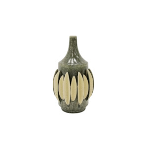 Melia 3D Ceramic Vase - Small - Dark Olive with Natural Accents