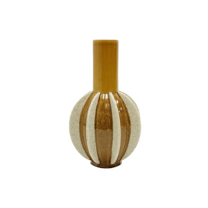 Pia Ceramic Vase - 23x38cm - Mustard/Natural