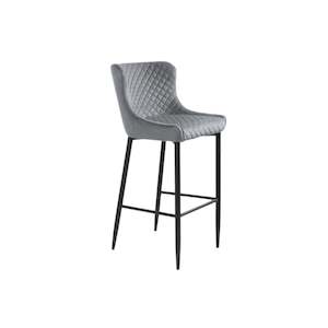 Ottowa Bar Stool - Grey Velvet Fabric