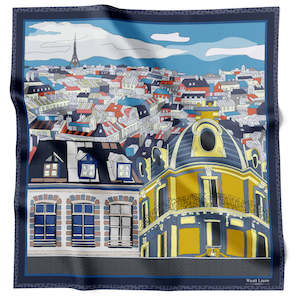 Paris Rooftops Navy 90cm DOUBLE SIDED