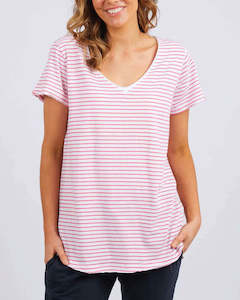 Elm Remi Stripe Tee- Melon / White stripe