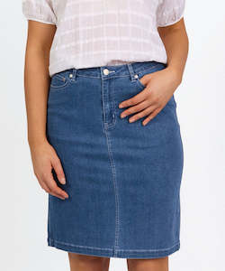 Vassalli Plain Denim Skirt - Blue Hue