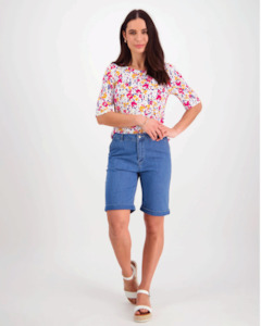 Mid Wash Denim Slim Leg above the knee Shorts 5775AH