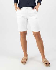 Vassalli  Denim Slim Leg above the knee Shorts - White