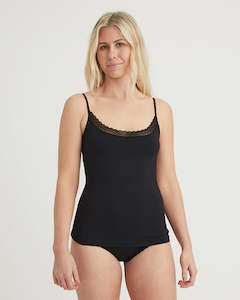 Singlets: The Hush Hush Lace edge Smooth Cami - Black