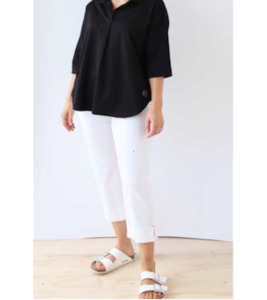 7/8 plain pant - Labels-White on Black : Gaby's Warkworth - WHITE ON BLACK C24