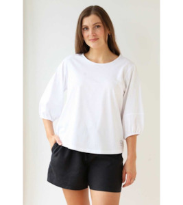 Puff sleeve top - Labels-White on Black : Gaby's Warkworth - WHITE ON BLACK H24