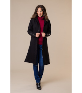 Hooded long jacket pleather trim - Gaby's Warkworth - CLASSIFIED C22