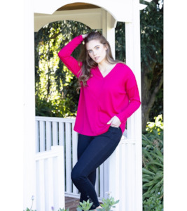 Clothing: Merino V nk drop shoulder top - Labels-Vassalli : Gaby's Warkworth - VASSALLI C23