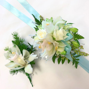 Light Blue and White Corsage