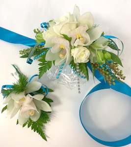 Turquoise and White Corsage