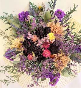 Large Dried Flower Posy - Purple, Pink & Mauve