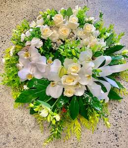 White Fresh Floral Wreath with Roses