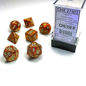 Chessex Glitter Gold/silver Polyhedral 7-Die Set (CHX 27503)