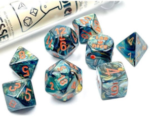 Chessex Lustrous Alpestris/orange Polyhedral 7-Die Set (CHX 30049)