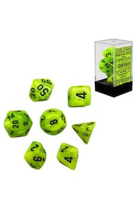 Chessex Vortex Bright Green/black Polyhedral 7-Die Set (CHX 27430)