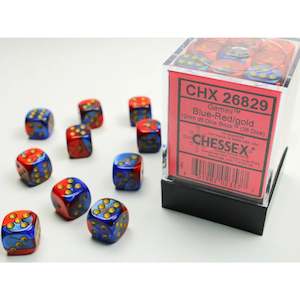 Chessex Gemini Blue-Red/gold 12mm d6 Dice (CHX 26829)