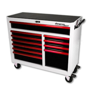 45" 11-Drawer Pro Series Bottom Roll Tool Cabinet White/Red