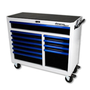 45" 11-Drawer Pro Series Bottom Roll Tool Cabinet White/Blue