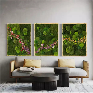 Moss Wall Art – Cascade of Flowers II