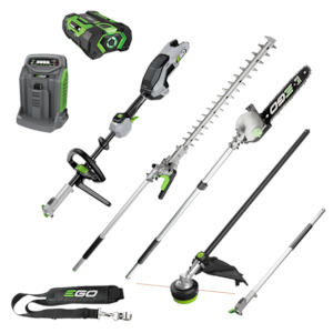 EGO POWER+ 56V Brushless Multi-Tool Power Head with Carbon Fibre Shaft 4pce Attachment KIT