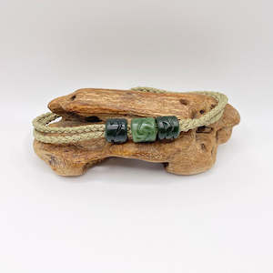 Jewellery: Green Cord Three Beaded Bracelet