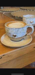 Mug - Gold Lustre Heart Cup & Saucer Set