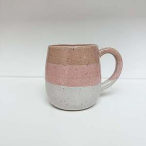 Handmade Round Pottery Mug - Pink Sunset