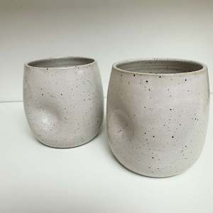 Handmade Pottery Round Tumblers- All  White