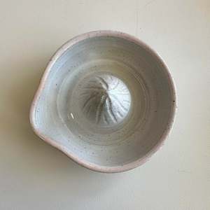 Homewares: White Speckled Lemon Squeezer with Blush Pink Rim