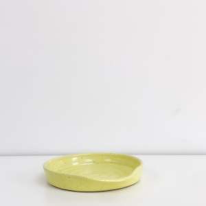 Handmade Pottery Spoon Rest- Yellow